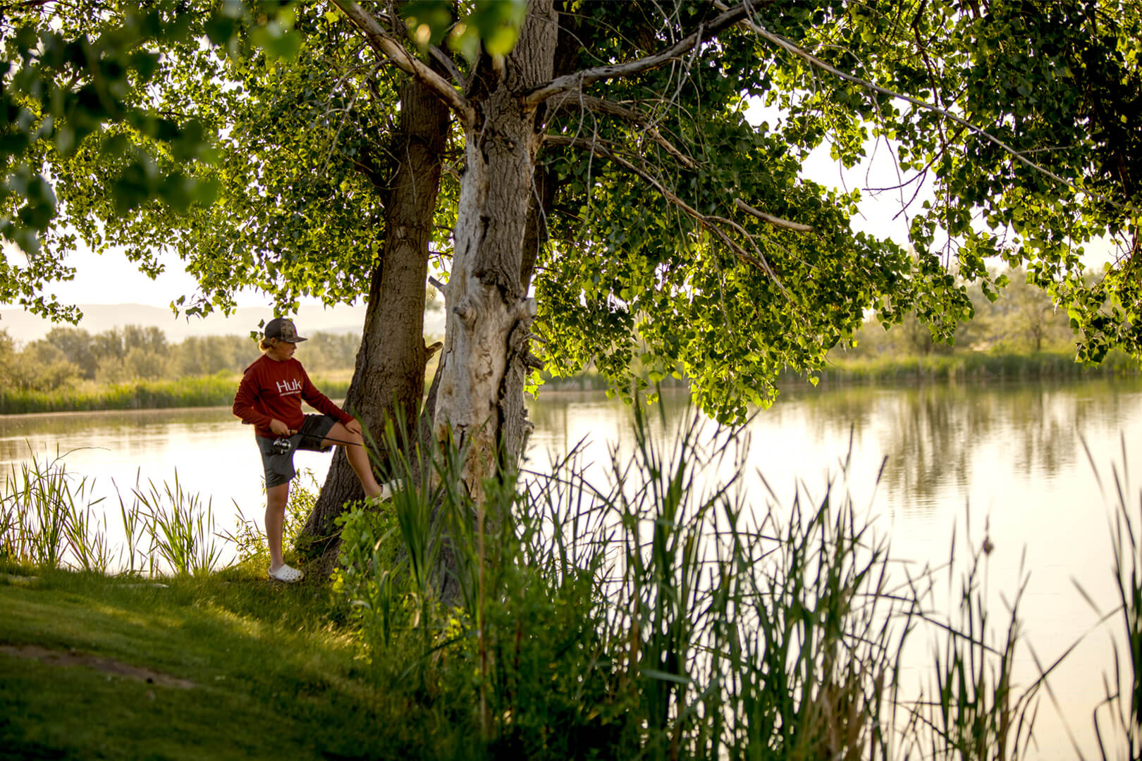 Easy access to the base pond of bighorn river lodge